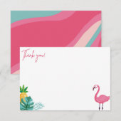 Flamingo Birthday Party - Hartelijk dank voor de p Bedankkaart (Voorkant / Achterkant)