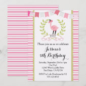 Flamingo Birthday Party Invitation Kaart (Voorkant / Achterkant)