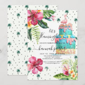 Flamingo Birthday Party Invitation Kaart (Voorkant / Achterkant)