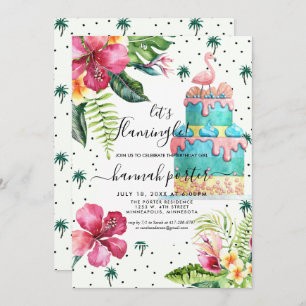 Flamingo Birthday Party Invitation Kaart