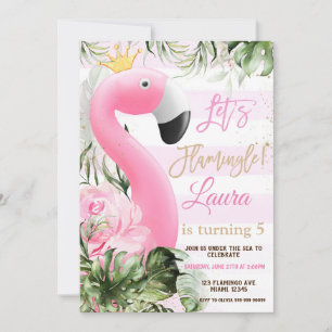 Flamingo Birthday Pool Party Invitation, Laten we Kaart