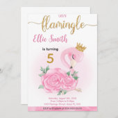 Flamingo Birthday Uitnodiging (Voorkant / Achterkant)