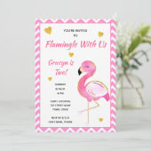 Flamingo Birthday Uitnodiging (Staand voorkant)
