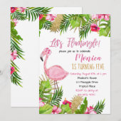 Flamingo Birthday Uitnodiging (Voorkant / Achterkant)