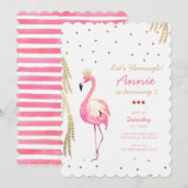 Flamingo Birthday Uitnodiging (Voorkant / Achterkant)