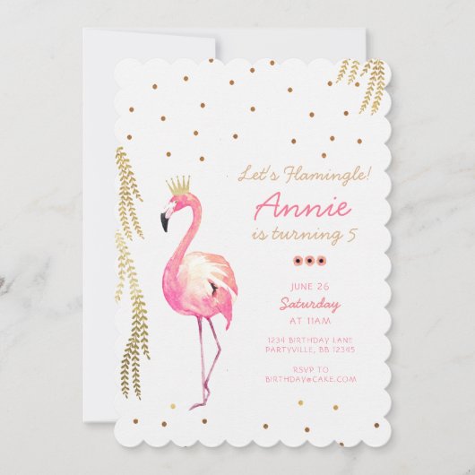 Flamingo Birthday Uitnodiging (Voorkant)