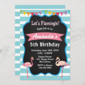 Flamingo Birthday Uitnodiging (Voorkant / Achterkant)