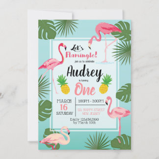 Flamingo Birthday Uitnodiging