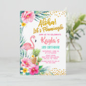 Flamingo Birthday Uitnodiging (Staand voorkant)