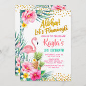 Flamingo Birthday Uitnodiging (Voorkant / Achterkant)