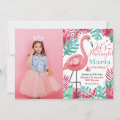Flamingo Birthday-uitnodiging Foto Flamingo  Kaart (Voorkant)