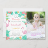 Flamingo Birthday-uitnodigingen met foto Kaart (Voorkant)