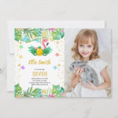 Flamingo Birthday-uitnodigingen met foto Kaart (Voorkant)