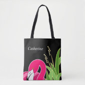 Flamingo Black Tote Bag (Voorkant)