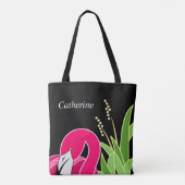 Flamingo Black Tote Bag (Achterkant)