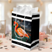 Flamingo Black White Stripes Script Naam Modern Medium Cadeauzakje