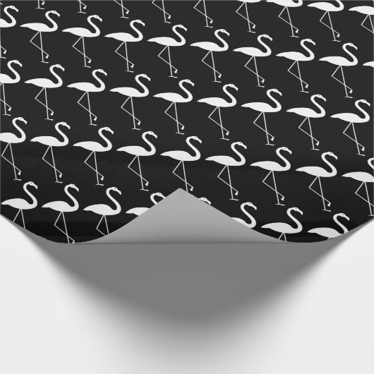 Flamingo Black Wrapping Paper Cadeaupapier (Hoek)