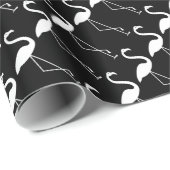 Flamingo Black Wrapping Paper Cadeaupapier (Rol Hoek)