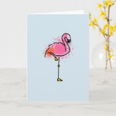 Flamingo blank wenskaart kaart (Gele Bloem)