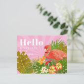 Flamingo Blauw Hallo Briefkaart (Staand voorkant)