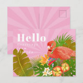 Flamingo Blauw Hallo Briefkaart (Voorkant / Achterkant)