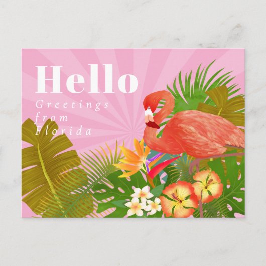 Flamingo Blauw Hallo Briefkaart (Voorkant)
