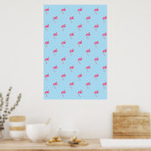 Flamingo, blauw poster, flamingo patroon, vogels poster (Keuken)