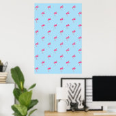 Flamingo, blauw poster, flamingo patroon, vogels poster (Thuiskantoor)