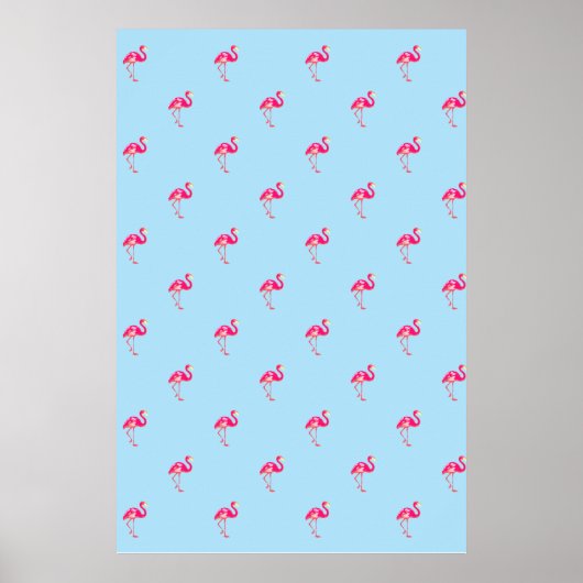 Flamingo, blauw poster, flamingo patroon, vogels poster (Voorkant)