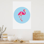 Flamingo, blauw poster, tropisch poster (Keuken)