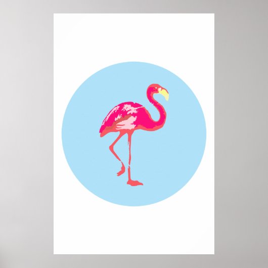 Flamingo, blauw poster, tropisch poster (Voorkant)
