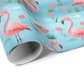 flamingo blauw waterpatroon cadeaupapier (Rol Hoek)
