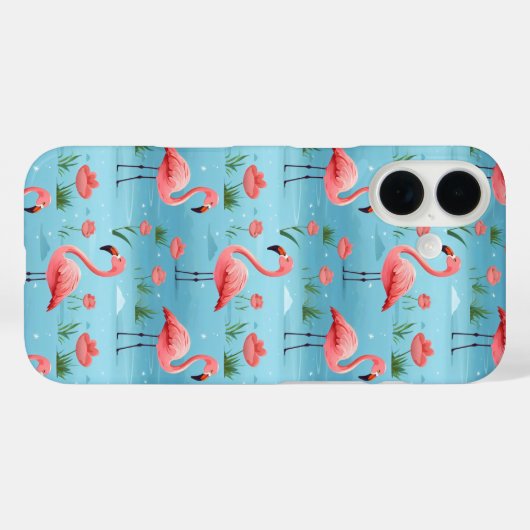 flamingo blauw waterpatroon Case-Mate iPhone case (Achterkant (horizontaal))