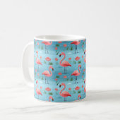 flamingo blauw waterpatroon koffiemok (Voorkant links)