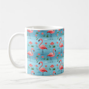 flamingo blauw waterpatroon koffiemok