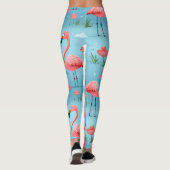 flamingo blauw waterpatroon leggings (Achterkant)