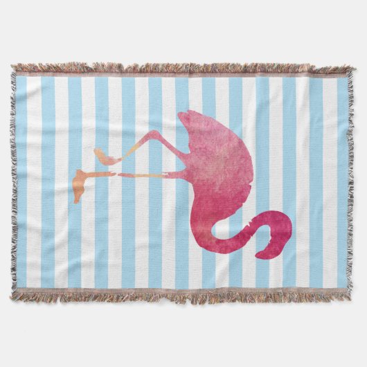 Flamingo, blauwe en witte strepen deken (Voorkant)