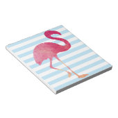 Flamingo, blauwe en witte strepen notitieblok (Schuin)