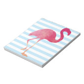 Flamingo, blauwe en witte strepen notitieblok (Linkerzijde)