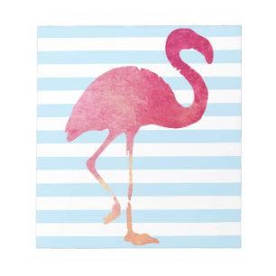 Flamingo, blauwe en witte strepen notitieblok