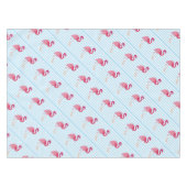Flamingo, blauwe en witte strepen tafelkleed (Voorkant (Horizontaal))