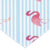 Flamingo, blauwe en witte strepen tafelkleed (Gekanteld)