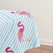 Flamingo, blauwe en witte strepen tafelkleed (Voorbeeld)