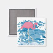 Flamingo blauwe oceaan magneet (Voorkant / Achterkant)