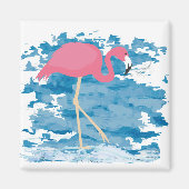 Flamingo blauwe oceaan magneet (Voorkant)