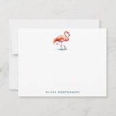 Flamingo Blauwgroen en Roze Waterverf Persoonlijk Notitiekaartje (Voorkant)