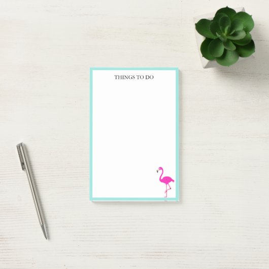 Flamingo & Blauwgroen Lijst op Wit Post-it® Notes (Kantoor)