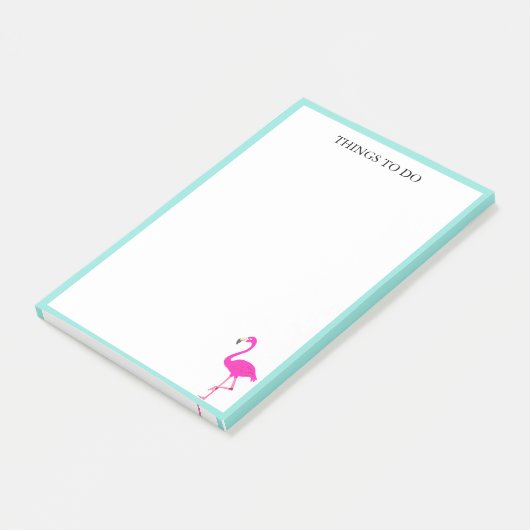 Flamingo & Blauwgroen Lijst op Wit Post-it® Notes (Schuin)