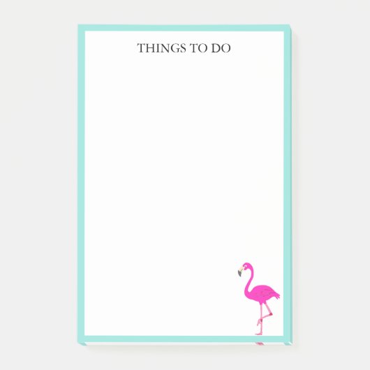 Flamingo & Blauwgroen Lijst op Wit Post-it® Notes (Voorkant)