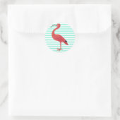 Flamingo & Blauwgroen strepen - Fine Art Sticker (Tas)